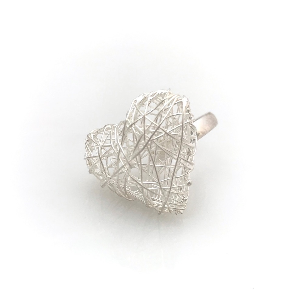 Sterling Silver Heart Wired Ring
